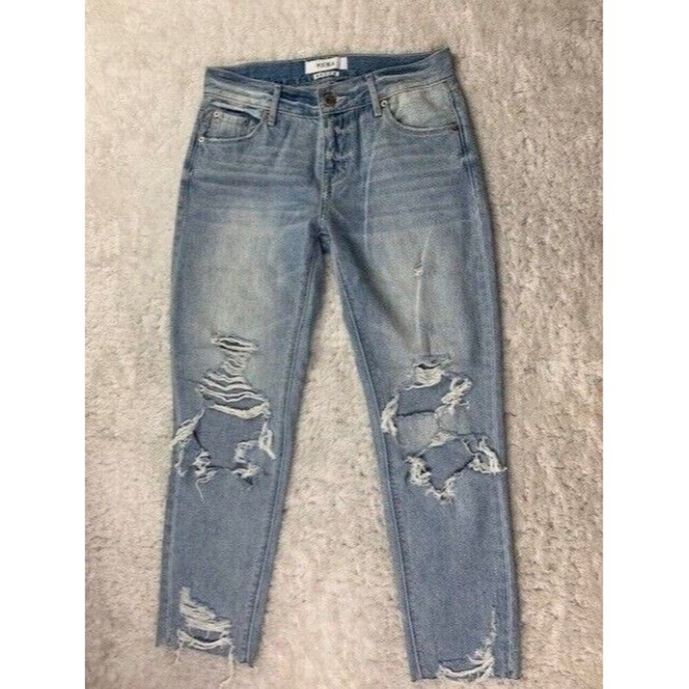 Pistola Size 24 Womens Jeans distressed Ankle Light Wash Raw Hem Stretch